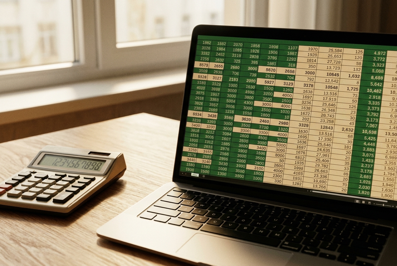 Spreadsheet met terugverdientijd-berekening op een laptop
